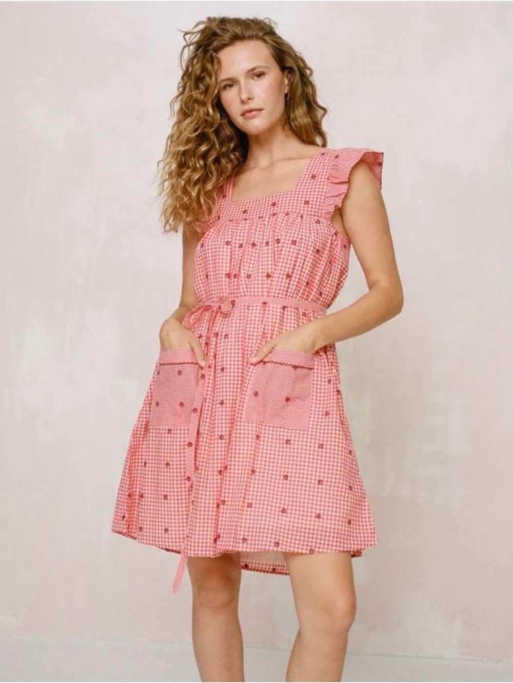 Rare Original Christy Dawn Bennett Dress Size M in Red and White Gingham